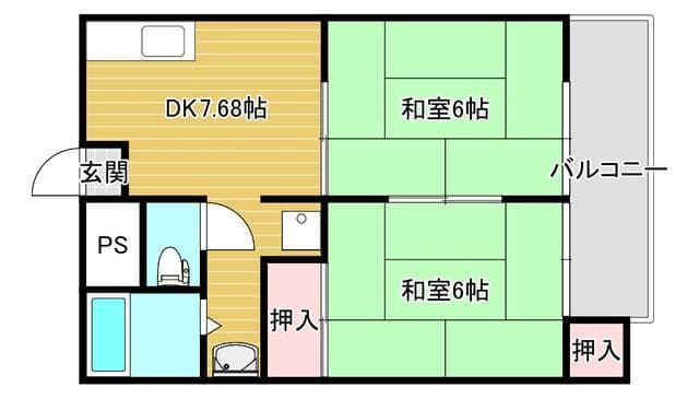 コーポセサミロード 2階 2DK