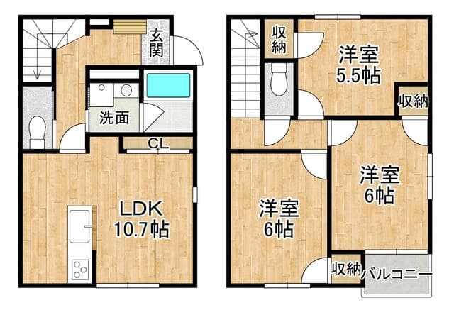 福岡市城南区 荒江1丁目 (西新駅 ) 1階~2階部分 3LDK